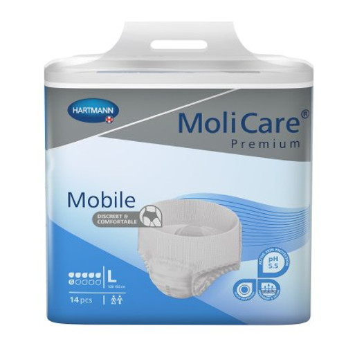 Unisex Adult Absorbent Underwear MoliCare Premium Mobile 6D Pull On with Tear Away Seams Large Disposable Moderate Absorbency 915833