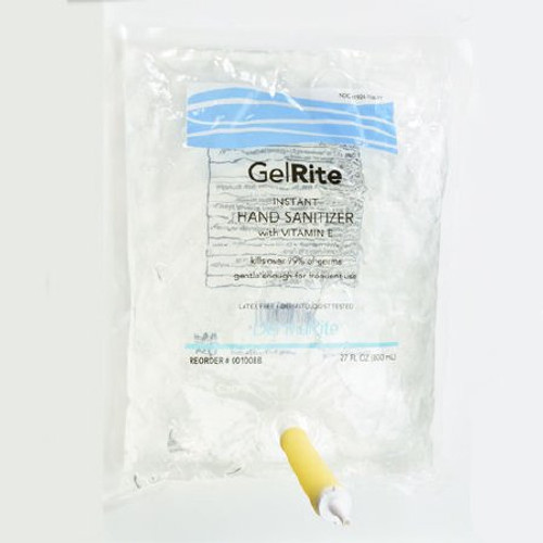 Hand Sanitizer GelRite 800 mL Ethyl Alcohol Gel Dispenser Refill Bag 00100BB