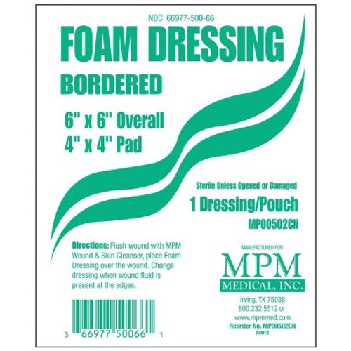Foam Dressing MPM 6 X 6 Inch Square Adhesive with Border Sterile MP00502