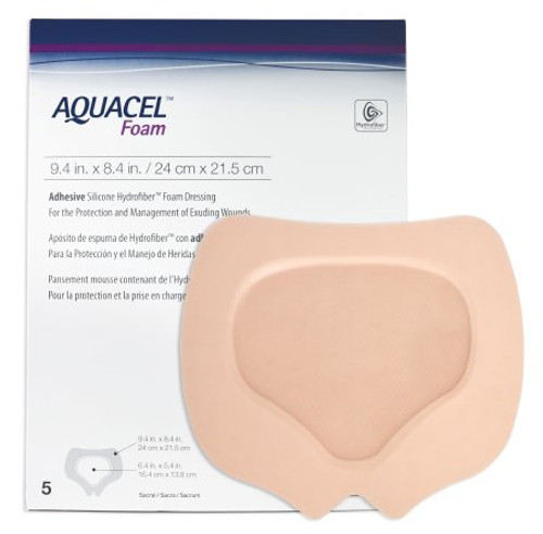 Silicone Foam Dressing Aquacel 8 X 9 Inch Sacral Silicone Adhesive with Border Sterile 420828