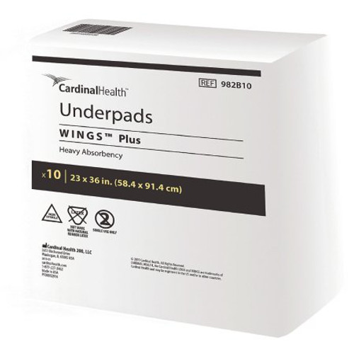 Underpad Wings Plus 23 X 36 Inch Disposable Fluff / Polymer Heavy Absorbency 982B10