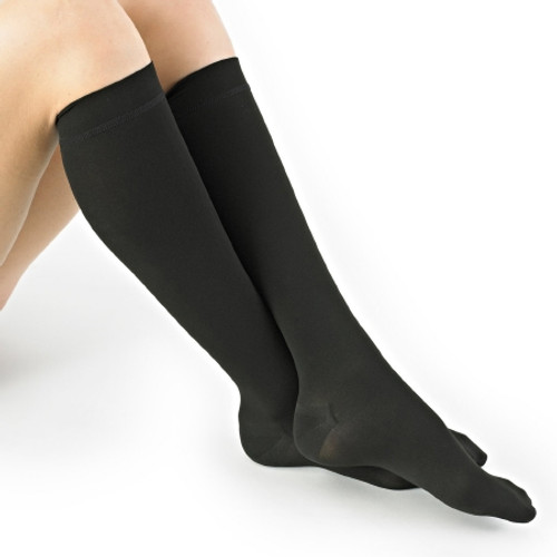 Compression Stocking Knee High Medium Black Closed Toe 1669 BLA MD