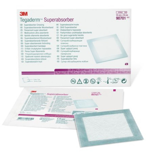 Super Absorbent Dressing 3M Tegaderm Superabsorber Polypropylene 3-7/8 X 3-7/8 Inch Sterile 90701