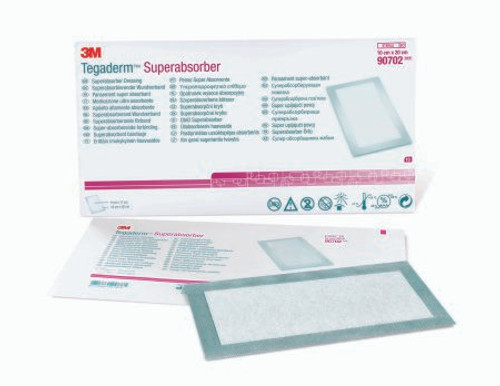 Super Absorbent Dressing 3M Tegaderm Superabsorber Polypropylene 3-7/8 X 7-7/8 Inch Sterile 90702