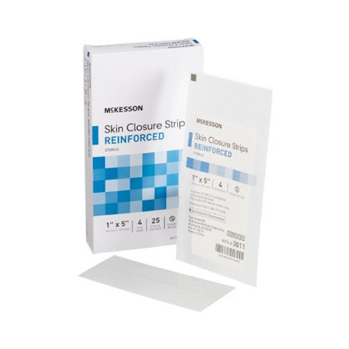 Skin Closure Strip McKesson 1 X 5 Inch Nonwoven Material Reinforced Strip White 3011