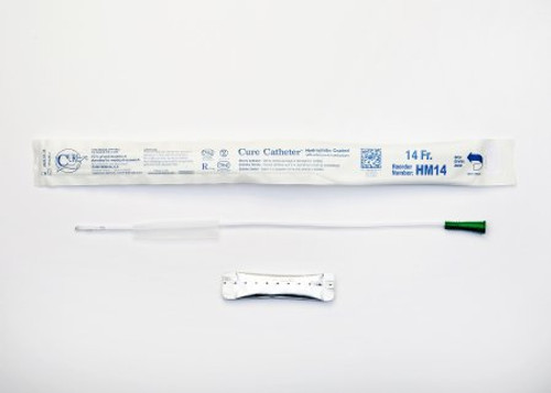 Urethral Catheter Cure Catheter Straight Tip Hydrophilic Coated Plastic 14 Fr. 16 Inch HM14