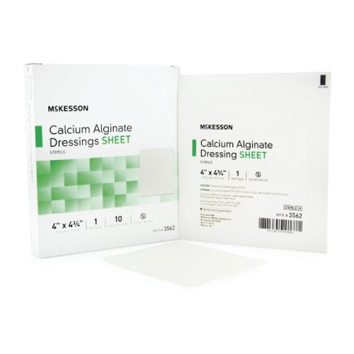 Calcium Alginate Dressing McKesson 4 X 4-3/4 Inch Rectangle Calcium Alginate Sterile 3562
