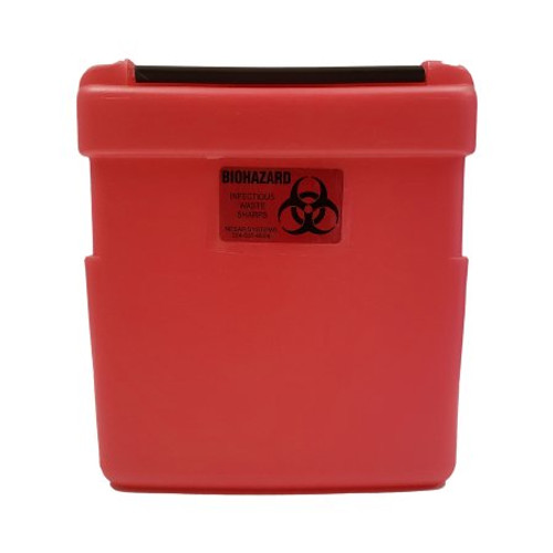 Replacement Radioactive Sharps Container Nesar Systems 8-1/2 L X 4 D X 9 H Inch 1 Gallon Red Base / Black Lid Horizontal Entry Snap On Lid 600R