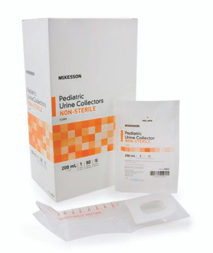 Pediatric Urine Collection Bag McKesson Polypropylene 200 mL 7 oz. Adhesive Closure Unprinted NonSterile 4822