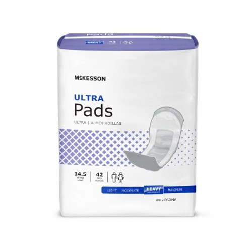 Bladder Control Pad McKesson Ultra 14-1/2 Inch Length Heavy Absorbency Polymer Core One Size Fits Most Adult Unisex Disposable PADHV
