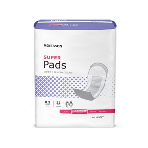 Bladder Control Pad McKesson Super 8-1/2 Inch Length Moderate Absorbency Polymer Core One Size Fits Most Adult Unisex Disposable PADLT