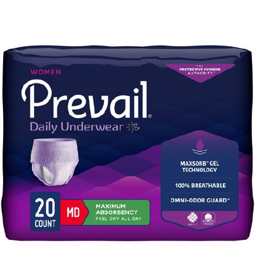 Female Adult Absorbent Underwear Prevail For Women Daily Underwear Pull On with Tear Away Seams Medium Disposable Heavy Absorbency PWC-512/1