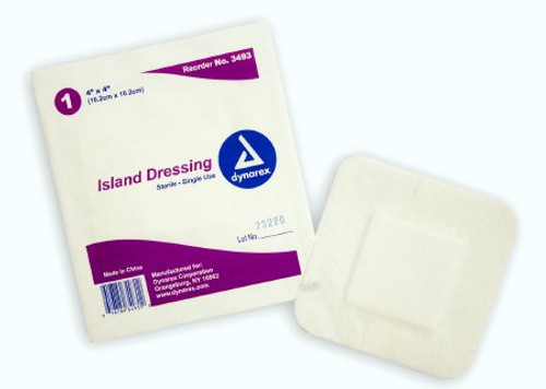 Adhesive Dressing Dynarex 4 X 4 Inch Nonwoven / Cotton Square White Sterile 3493