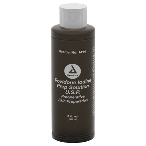 Skin Prep Solution Dynarex 8 oz. Bottle 10% Strength Povidone-Iodine NonSterile 1414
