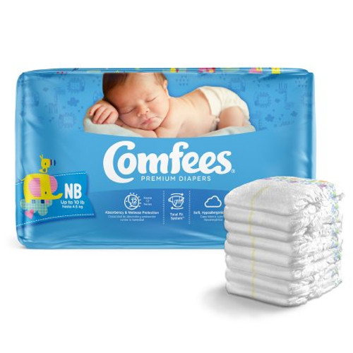 Unisex Baby Diaper Comfees Newborn Disposable Moderate Absorbency 41536
