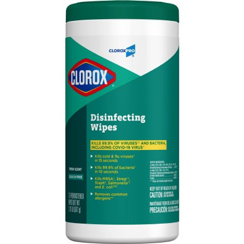 CloroxPro Surface Disinfectant Premoistened Manual Pull Wipe 75 Count Canister Disposable Fresh Scent NonSterile 15949CT
