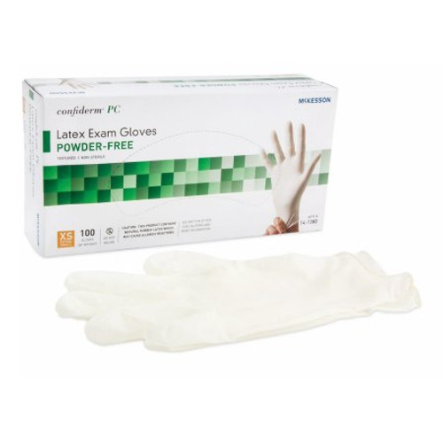 Exam Glove McKesson Confiderm X-Small NonSterile Latex Standard Cuff Length Textured Ivory Not Chemo Approved 14-1380