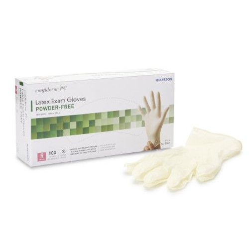 Exam Glove McKesson Confiderm Small NonSterile Latex Standard Cuff Length Textured Ivory Not Chemo Approved 14-1381