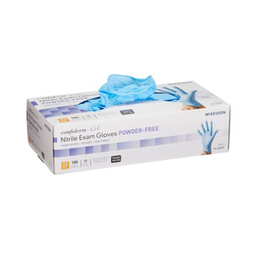 Exam Glove McKesson Confiderm 4.5C X-Small NonSterile Nitrile Standard Cuff Length Textured Fingertips Blue Chemo Tested 14-652C