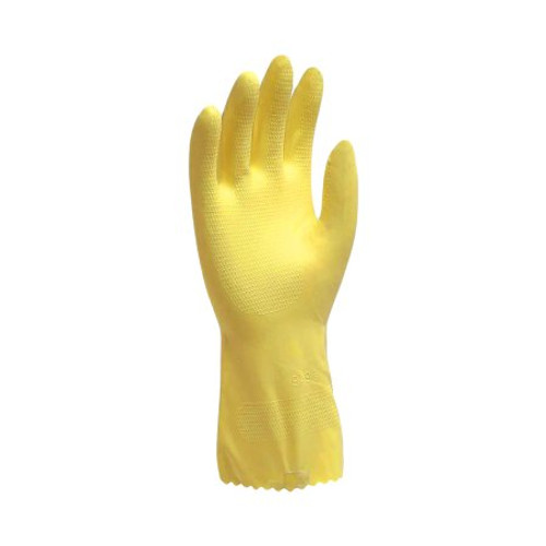 Utility Glove Ambitex L6501 Medium Flock Lined Latex Yellow 12 Inch Beaded Cuff NonSterile LMD6500