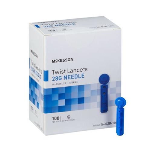 Lancet McKesson Safety Lancet Needle 1.8 mm Depth 28 Gauge Push Button Activation 16-028-100