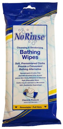 Rinse-Free Bath Wipe No Rinse Soft Pack Water / Propylene Glycol / Glycerin / Aloe Scented 8 Count 01000