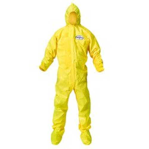 Coverall with Hood and Boot Covers KleenGuard A70 Large Yellow Disposable NonSterile 00683 Case/12