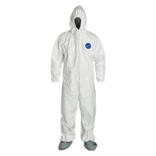 Coverall with Hood Dupont Tyvek 400 Large White Disposable NonSterile 4T049