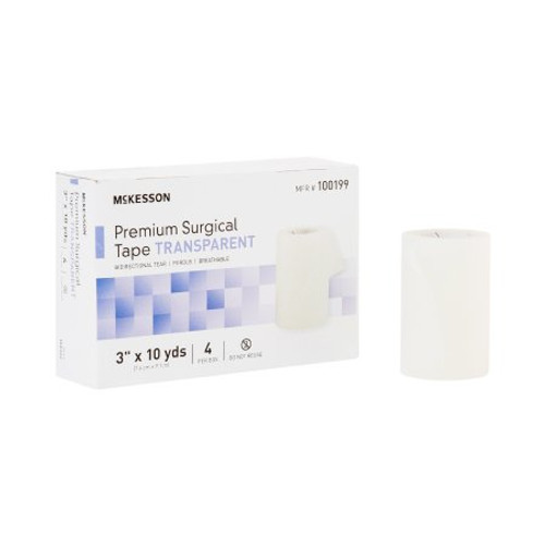 Medical Tape McKesson Water Resistant Plastic 3 Inch X 10 Yard Transparent NonSterile 100199