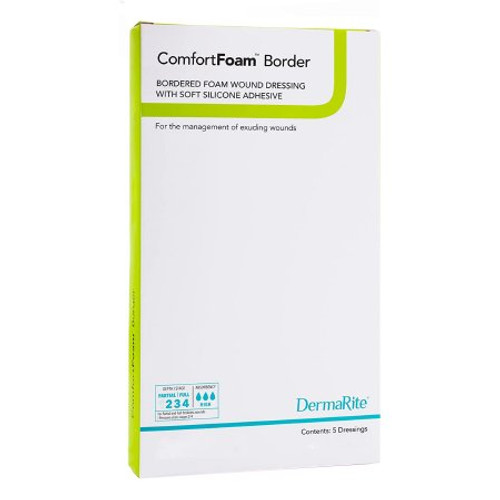 Silicone Foam Dressing ComfortFoam Border 7 X 7 Inch Square Silicone Adhesive with Border Sterile 43770