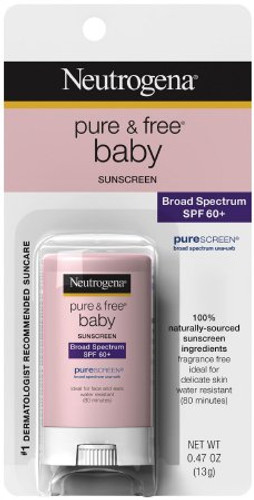 Sunscreen Neutrogena pure free baby SPF 60 Tube Stick 0.47 oz. 10086800193330