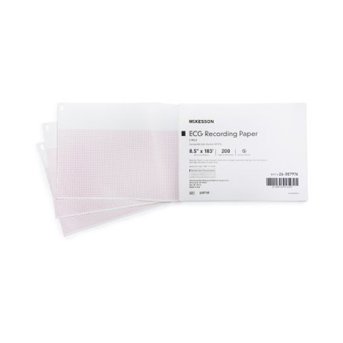 Diagnostic Recording Paper McKesson Thermal Paper 8-1/2 Inch X 183 Foot Z-Fold Red Grid 26-007976