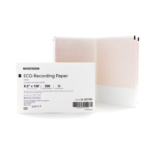 Diagnostic Recording Paper McKesson Thermal Paper 8-1/2 Inch X 138 Foot Z-Fold Red Grid 26-007989