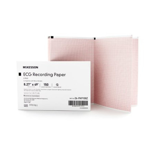 Diagnostic Recording Paper McKesson Thermal Paper 8.27 Inch X 69 Foot Z-Fold Red Grid 26-PA9100Z