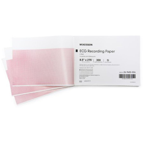 Diagnostic Recording Paper McKesson Thermal Paper 8-1/2 Inch X 275 Foot Z-Fold Red Grid 26-9402-024