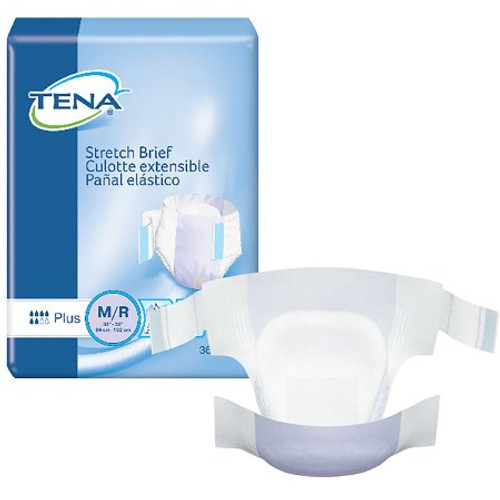 Unisex Adult Incontinence Brief TENA Stretch Plus Medium Disposable Moderate Absorbency 67602