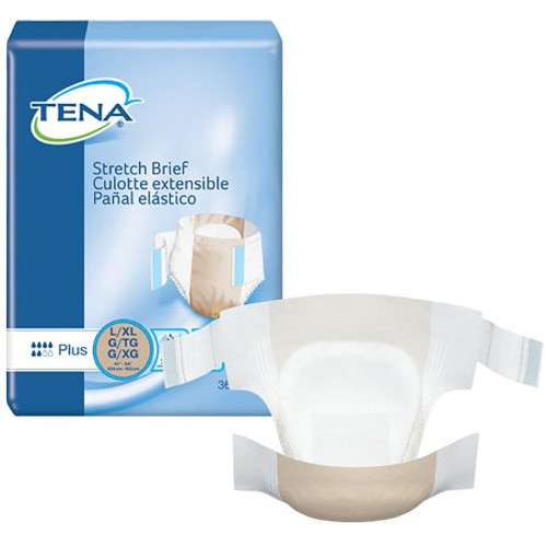 Unisex Adult Incontinence Brief TENA Stretch Plus Large / X-Large Disposable Moderate Absorbency 67603