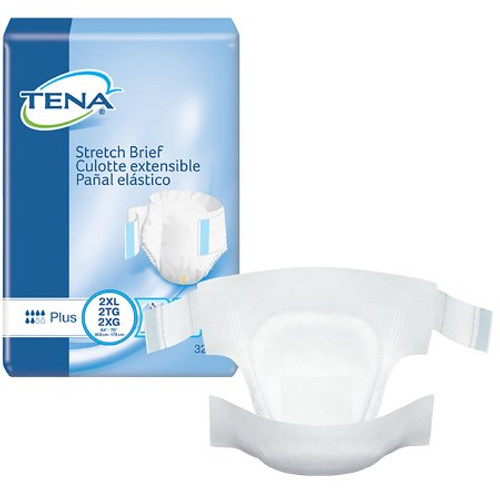 Unisex Adult Incontinence Brief TENA Stretch Plus 2X-Large Disposable Moderate Absorbency 61090