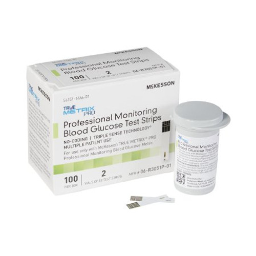 Blood Glucose Test Strips McKesson TRUE METRIX PRO 100 Strips per Box For McKesson TRUE METRIX PRO Professional Monitoring Blood Glucose Meter 06-R3051P-01