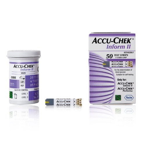 Blood Glucose Test Strips Accu-Chek Inform II 50 Strips per Box Tiny 0.6 microliter drop For ACCU-CHEK Inform II Meter 05942861001