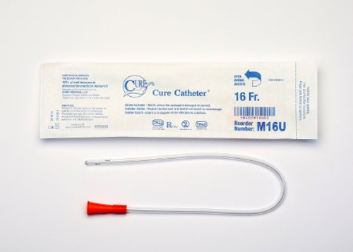 Urethral Catheter Cure Pocket Cath Straight Tip Uncoated PVC 16 Fr. 16 Inch M16U