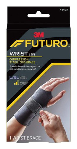 Wrist Brace Futuro Compression Stabilizing Low Profile Aluminum / Nylon / Polyester / Polyethylene / Spandex / Silicone Left Hand Black Small / Medium 48401ENR Case/12