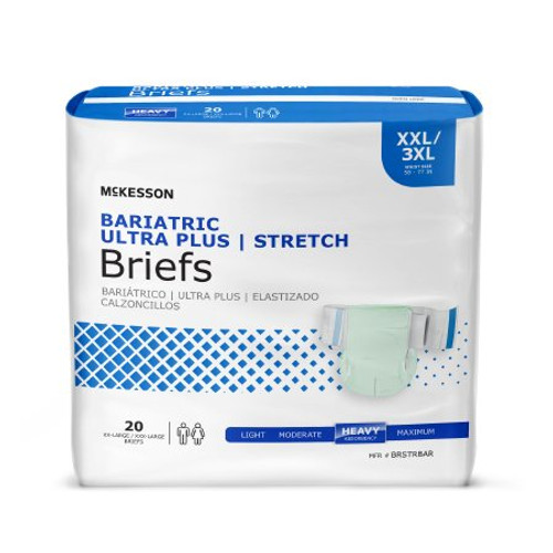 Unisex Adult Incontinence Brief McKesson 2X-Large / 3X-Large Disposable Heavy Absorbency BRSTRBAR