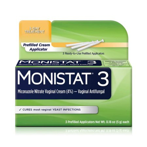 Vaginal Antifungal Monistat 4% Strength Suppository 3 per Box Applicator 63736001803 Box/3