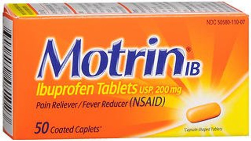 Pain Relief Motrin IB 200 mg Strength Ibuprofen Tablet 50 per Bottle 30300450481024