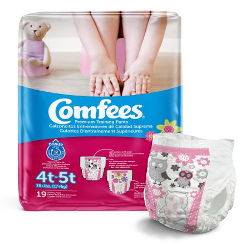 Female Toddler Training Pants Comfees Pull On with Tear Away Seams Size 4T to 5T Disposable Moderate Absorbency CMF-G4