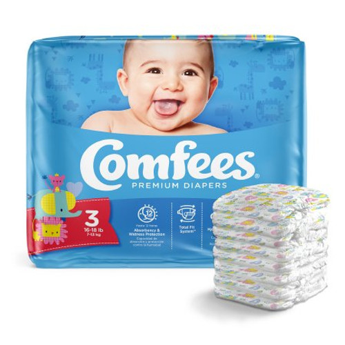 Unisex Baby Diaper Comfees Size 3 Disposable Moderate Absorbency CMF-3