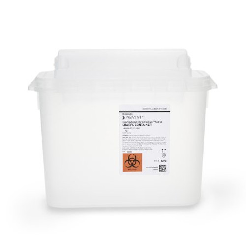 Sharps Container McKesson Prevent 11 H X 12 W X 4-3/4 D Inch 5.4 Quart Translucent Base / Translucent Lid Horizontal Entry Counter Balanced Door Lid 2270