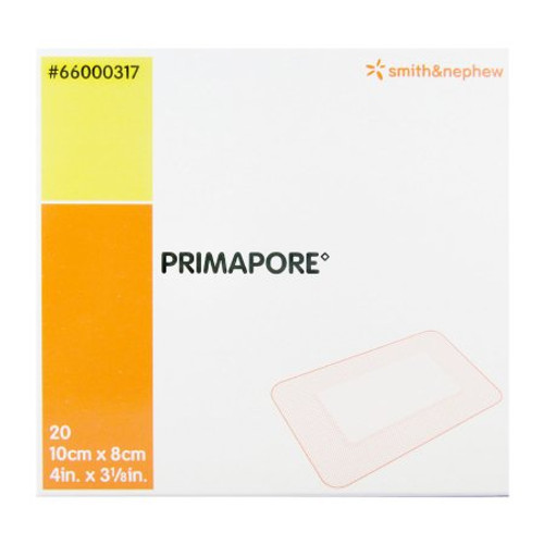 Adhesive Dressing Primapore 3-1/8 X 4 Inch Polyester Rectangle White Sterile 66000317