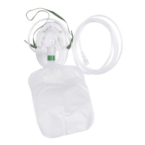 NonRebreather Oxygen Mask Elongated Style Adult One Size Fits Most Adjustable Head Strap / Nose Clip 1059